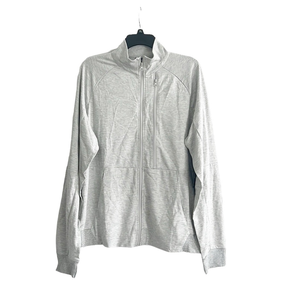 Blue Ice Moisture Wicking Performance Active Track Jacket in Grey, Size L NWT